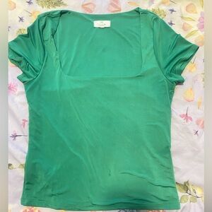 green silky shirt